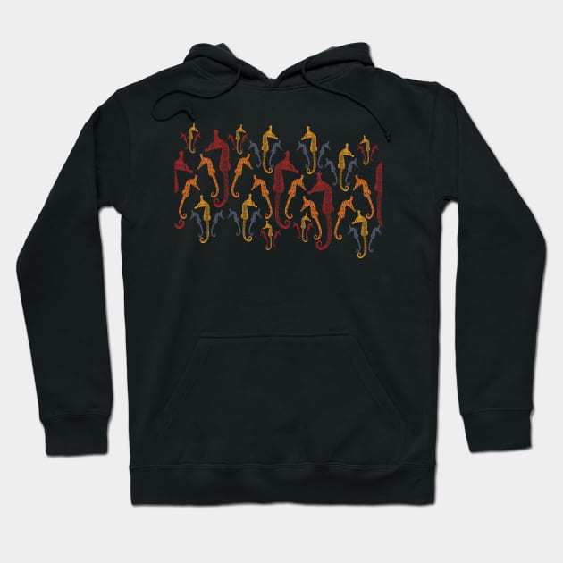 Polynesian Australian Aboriginal coloring Patterned Seahorses Hoodie by pelagio